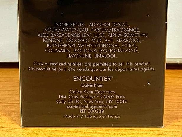 Official image of Perfume ; Calvin Klein ; Encounter published by OECD 4