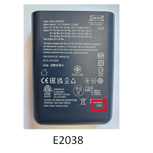 Official image of Lithium battery charger published by OECD 2
