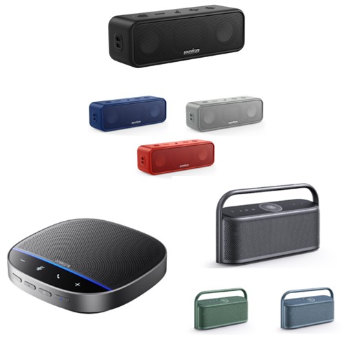 Official image of Lithium-ion Battery Built-in Charger Speakers Anker PowerCore 10000 Soundcore 3 Anker PowerConf S500 Soundcore Motion X600 published by OECD 2
